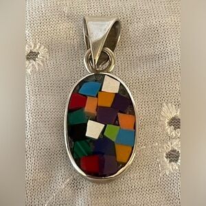 Silpada Sterling Silver Multicolor Mosaic Pendant Charm